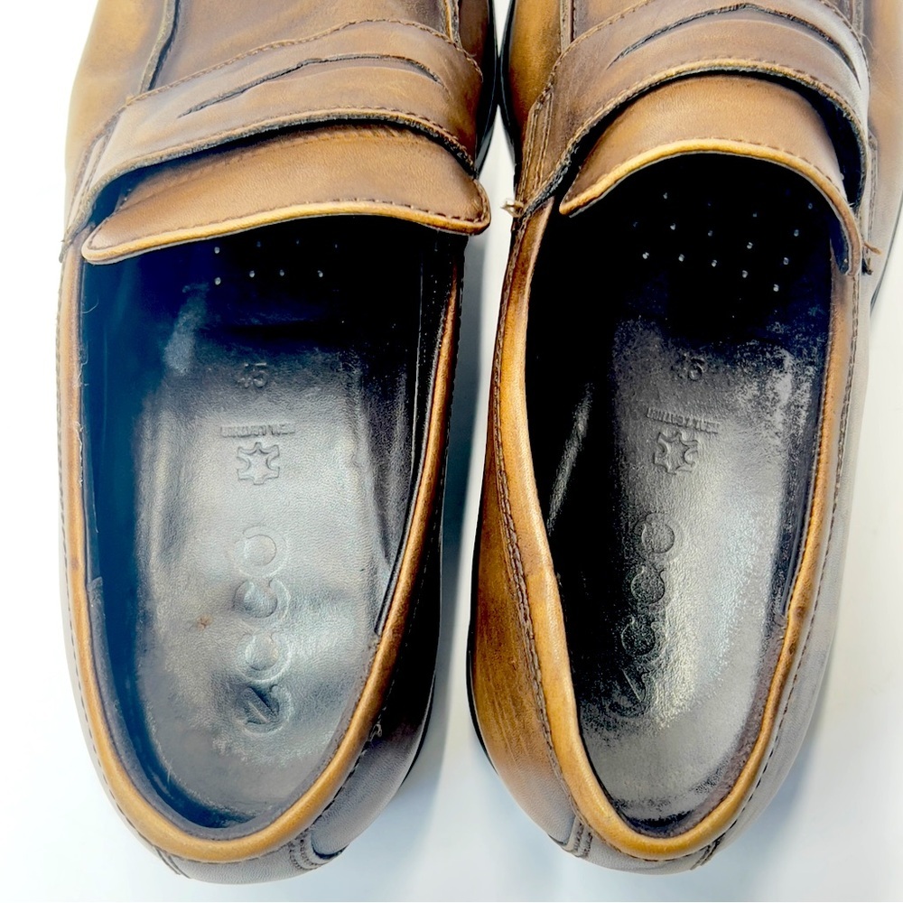 ECCO Men’s Size 11 Brown Tan Slip On Penny Leather Loafer - Picture 5 of 7